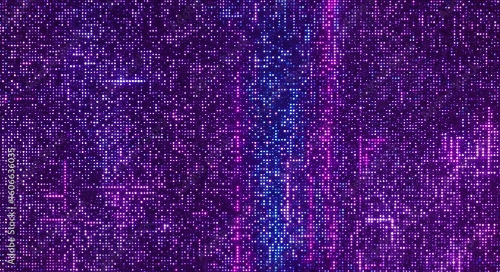 Poster an abstract purple and blue background with digital data points