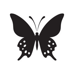 Elegant Butterfly Silhouette Vector Isolated on White Background