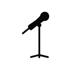Silhouette of a Microphone on a Stand for Performance or Recording
