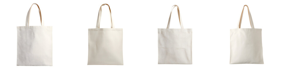Blank Canvas Tote Bags Collection, Isolated on White