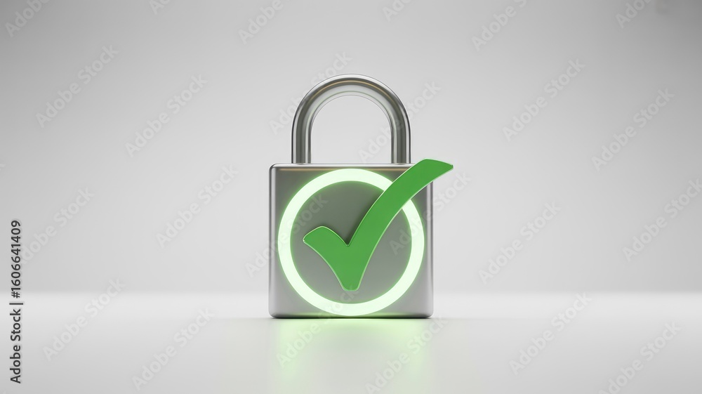 Aufkleber Secure Data Protection Padlock with Green Check Mark