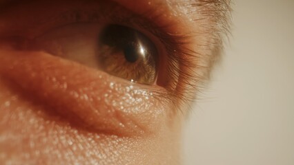 Macro shot of human eye with visible blood vessels and eyelashes