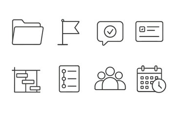 Minimalist business and organization icons set for digital use