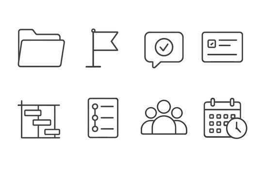 Minimalist business and organization icons set for digital use