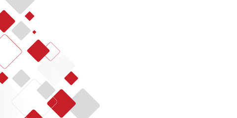 White background with abstract red grey square decoration