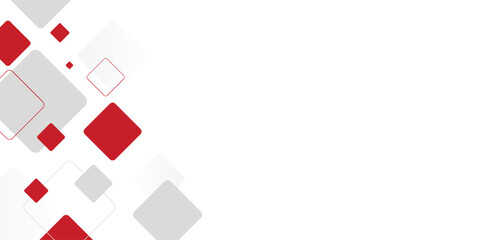 White background with abstract red grey square decoration