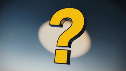 Hanging Yellow Question Mark Uncertainty and Inquiry Concept
