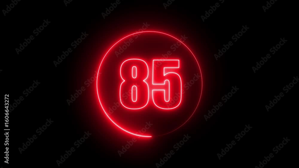 Poster abstract neon countdown 85 number text background , abstract sports light out technology and with nu