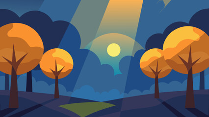 Evening Light Through Autumn Trees