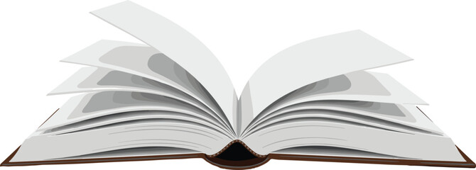Open Book with Flipping Pages, Symbol of Reading, Knowledge, and Storytelling, Dynamic Learning and Information Flow Concept, Education Vector Illustration.