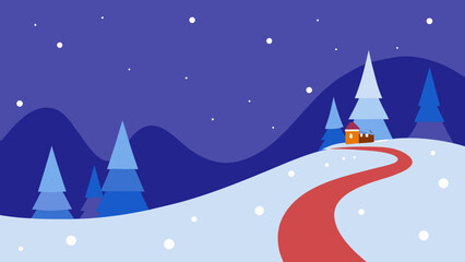 Enchanted Sleigh Trail in a Snowy Meadow