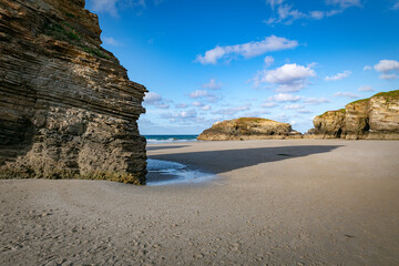 beautifull rocks at playa de cathedrales in spain