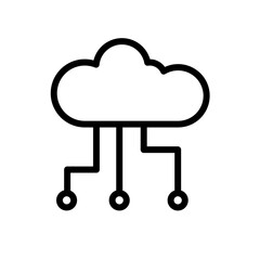 Cloud network, remote team connection - vector icon