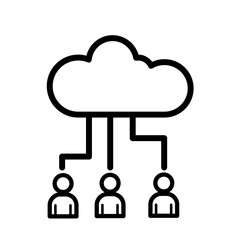 Cloud network, remote team connection - vector icon