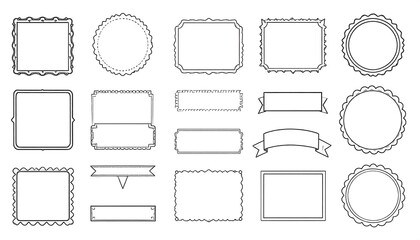 Collection of decorative, outlined frames and borders