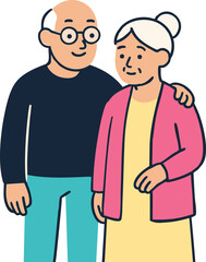 Grandparents couple holding hands. 