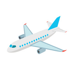 Isometric Passenger Airplane or Jet in Flight Vector for Travel and Aviation