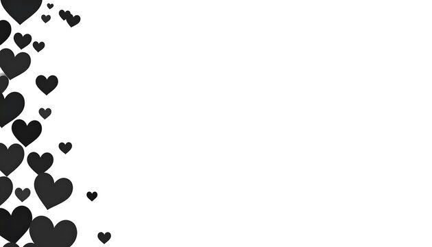 Abstract background of scattered black hearts on white