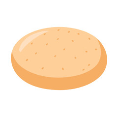 Plain Sesame Seed Bread Bun or Round Cookie Base Vector Illustration