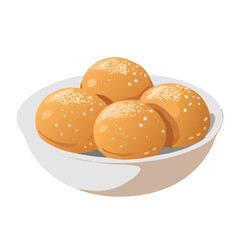 Gulab Jamun or Boondi Laddu Indian Sweet Dessert in a Bowl Vector