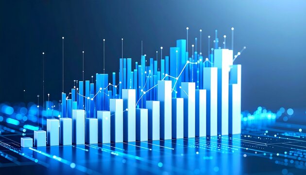 3D bar graph, data, progress