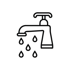 Sink Faucet Icon with Water Drops