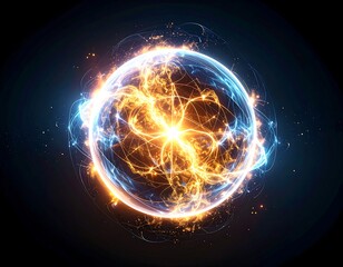 Abstract sphere of energy, vibrant colors, and dynamic lines