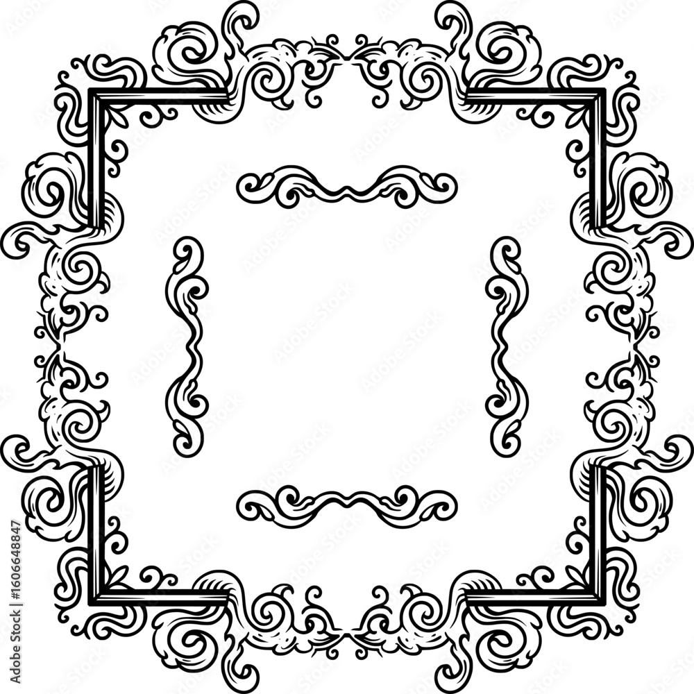 Aufkleber vintage style decorative frames or ornaments with vine and curl patterns