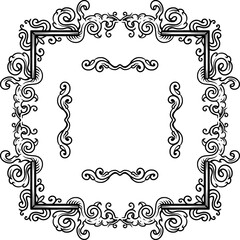vintage style decorative frames or ornaments with vine and curl patterns