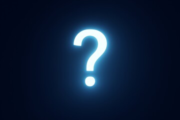 Glowing blue question mark against a dark background symbolizing mystery and uncertainty