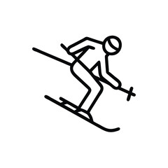 Outlined Skiier Mid Slope with Bent Knees