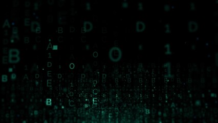 Digital Code Matrix with Numbers and Letters in Dark Abstract Design