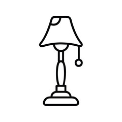 Outline Drawing of a Table Lamp with Lampshade and Base for Design Use