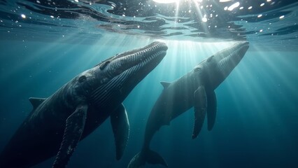 Fototapeta premium Underwater Whale Natural Scene
