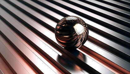 Abstract sphere on metallic surface