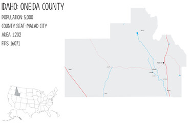 Large and detailed map of Oneida County in Idaho, USA.
