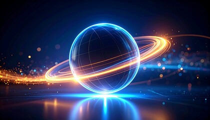 Abstract sphere with glowing rings