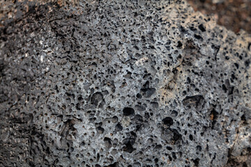Vesicular texture. BASALT, ROCKS OF SAN FRANCISCO VOLCANIC FIELD. Bonito Lava Flow. Bonito Vista Trail, Sunset Crater Volcano National Monument, Flagstaff, Arizona

