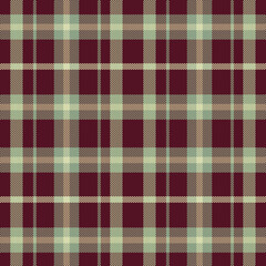 seamless plaid pattern pairs rich maroon with mint green and beige lines in a balanced grid. The high-contrast yet harmonious colors lend themselves to traditional garments, winter accessories.