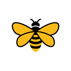 Simple Cartoon Bee Illustration Yellow Black Stripes