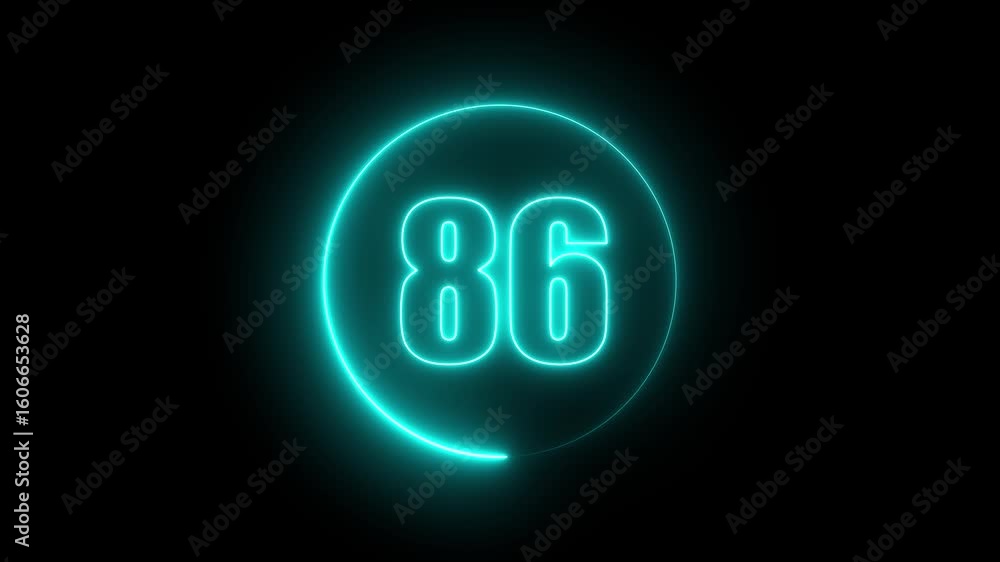 Poster abstract neon countdown 86number text background , abstract sports light out technology and with num