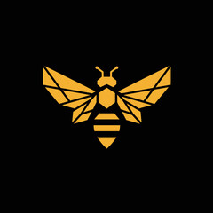 Geometric Honeybee Illustration with Angular Wings and Detailed Body