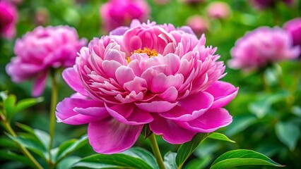 Photo of a vibrant pink peony flower in full bloom