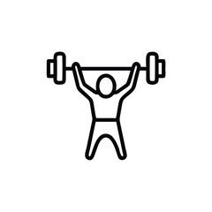 Minimalist Weightlifter Raising Barbell Overhead Design with Dog Illustration Element