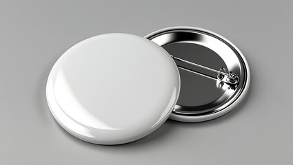 Blank white round button pin isolated on white background