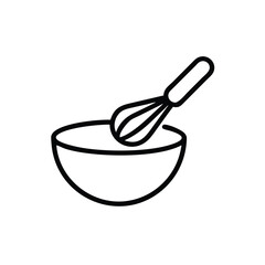 Whisk with Egg Yolk in a Bowl Icon for Cooking and Baking