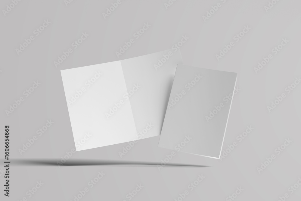 Poster a realistic layout of the brochure for the presentation of the cover. format a4 and a5 on a gray bac