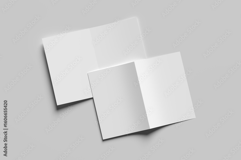 Poster a realistic layout of the brochure for the presentation of the cover. format a4 and a5 on a gray bac