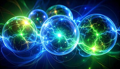 Abstract spheres with glowing energy