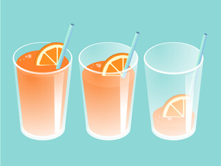 카페 음료 일러스트. 시원하고 달콤한 오렌지주스 일러스트. 벡터 일러스트.